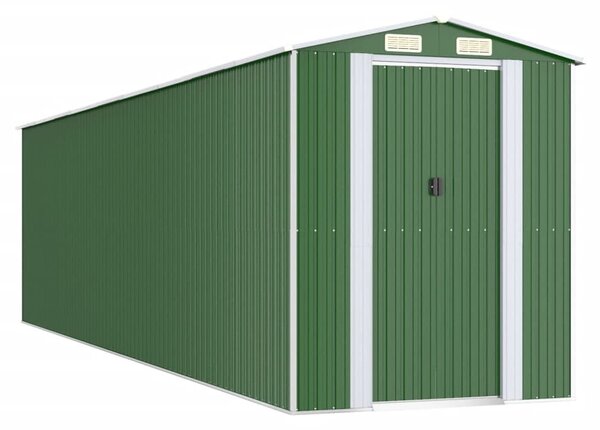 Zöld horganyzott acél kerti fészer 192x772x223 cm