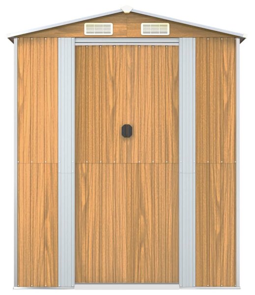 Világosbarna horganyzott acél kerti fészer 192 x 440 x 223 cm