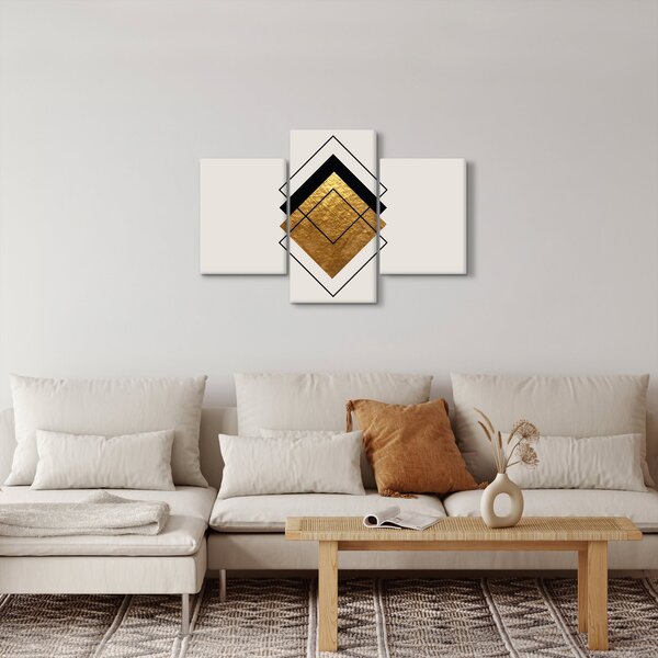 Kép - Absztrakció arany és fehér N⁰1 (90x60 cm)