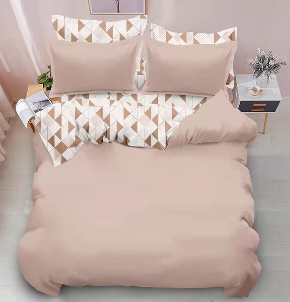 BEIGE GEO fordítható ágynemű 140x200 cm + párnahuzat 40x50 cm INGYENES