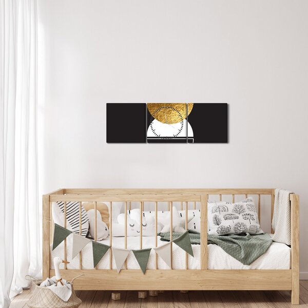 Kép - Absztrakció arany és fekete N⁰2 (órával) (90x30 cm)