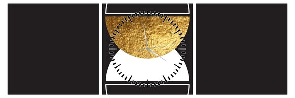 Kép - Absztrakció arany és fekete N⁰2 (órával) (90x30 cm)