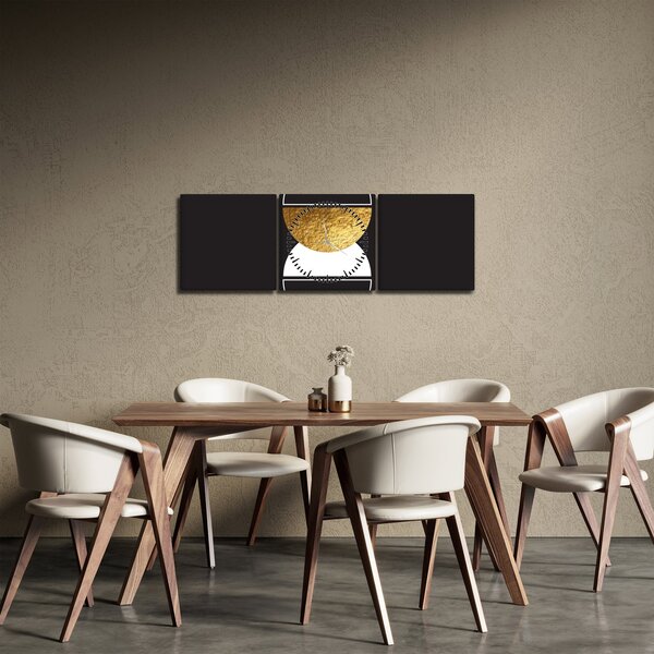 Kép - Absztrakció arany és fekete N⁰2 (órával) (90x30 cm)