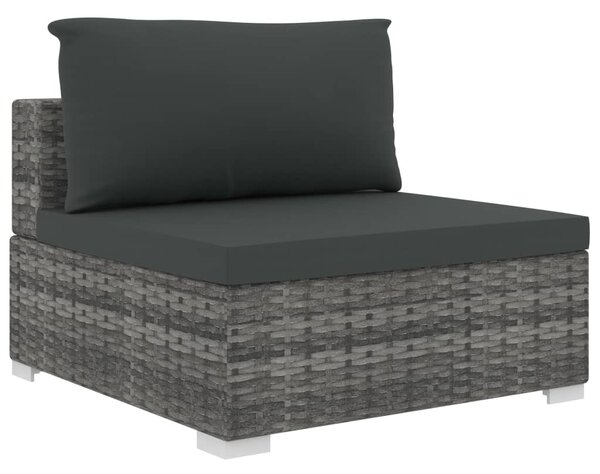 11-részes szürke polyrattan kerti bútorszett párnákkal