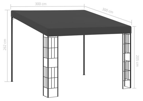 Antracitszürke falra szerelhető szövetpavilon 3 x 3 m
