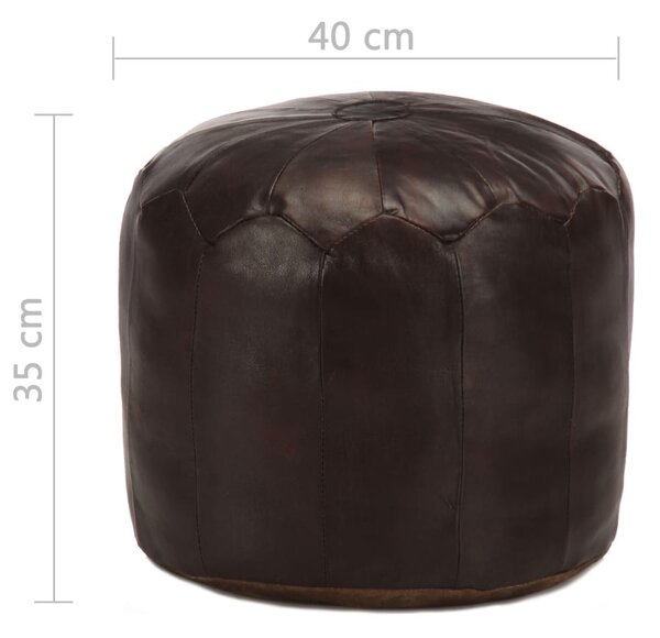 Sötétbarna valódi kecskebőr puff 40 x 35 cm
