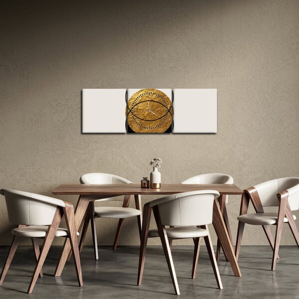 Kép - Absztrakció arany és fehér N⁰2 (órával) (90x30 cm)