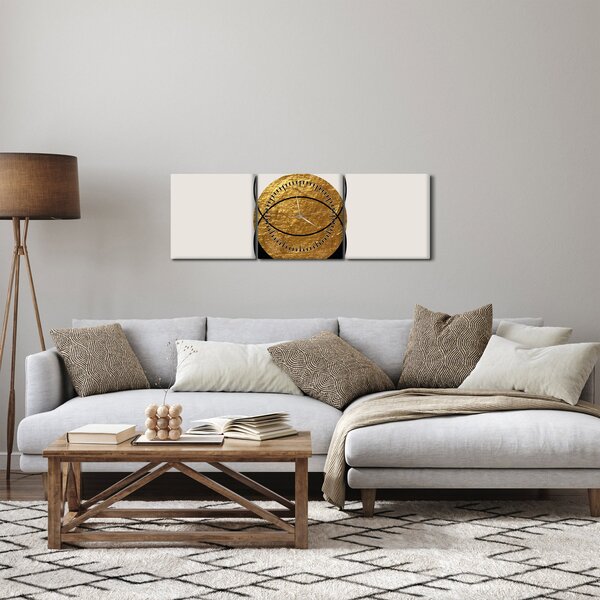 Kép - Absztrakció arany és fehér N⁰2 (órával) (90x30 cm)