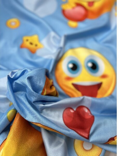 Emoji Blue Photo ágynemű Ágynemű mérete: 140x200 cm - a gombokon, A csomag tartalma: Készletcsomagolás