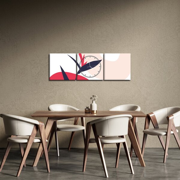 Kép - Rózsaszín virágos absztrakció N⁰1 (órával) (90x30 cm)