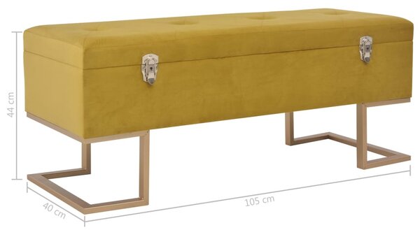 VidaXL mustársárga bársonypad tárolórekesszel 105 cm