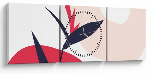 Kép - Rózsaszín virágos absztrakció N⁰1 (órával) (90x30 cm)