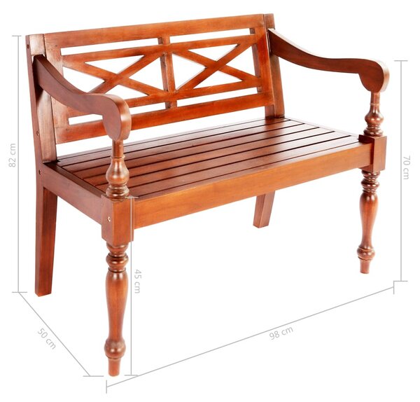 Sötétbarna tömör mahagóni Batavia pad 98 cm