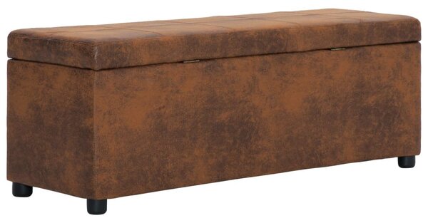 Barna művelúr pad tárolórekesszel 116 cm
