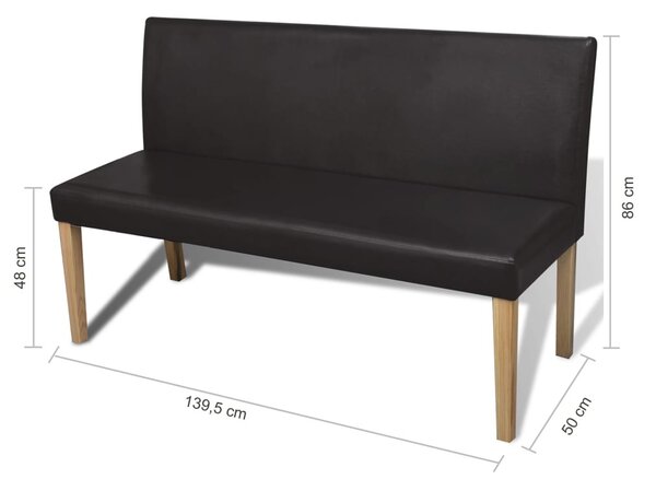Sötétbarna műbőr pad 139,5 cm