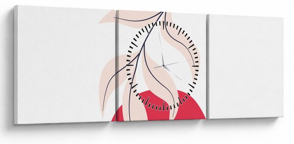 Kép - Rózsaszín virágos absztrakció N⁰2 (órával) (90x30 cm)