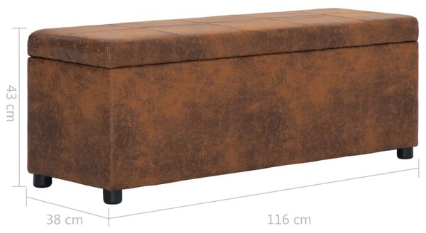 Barna művelúr pad tárolórekesszel 116 cm
