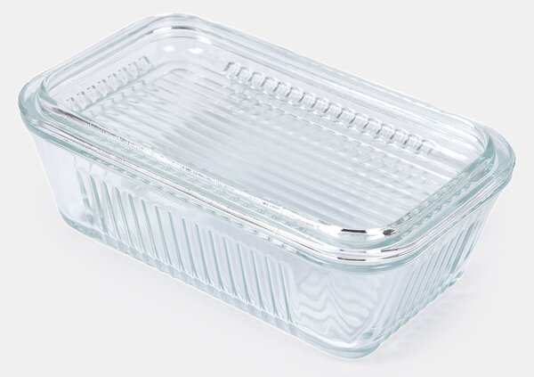 Sinsay - Bordázott mintás üveg vajtartó - clear