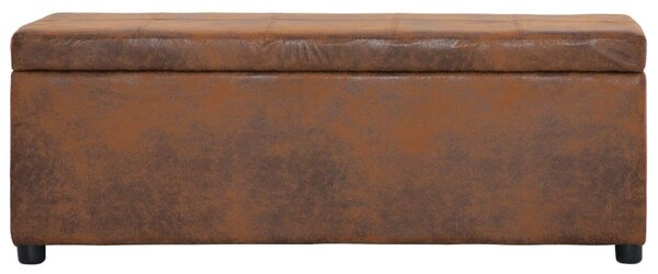 Barna művelúr pad tárolórekesszel 116 cm