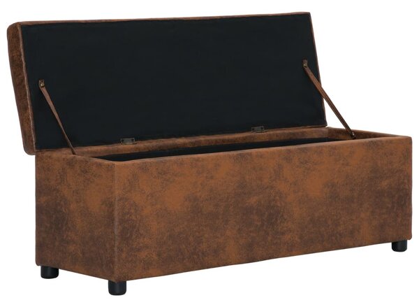 Barna művelúr pad tárolórekesszel 116 cm