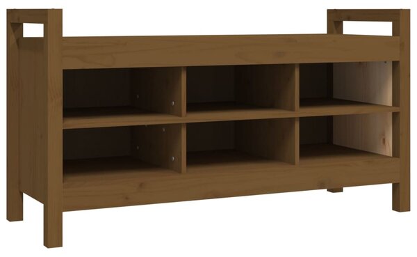 Mézbarna tömör fenyőfa előszoba pad 110 x 40 x 60 cm