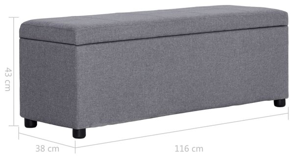 Világosszürke poliészter pad tárolórekesszel 116 cm