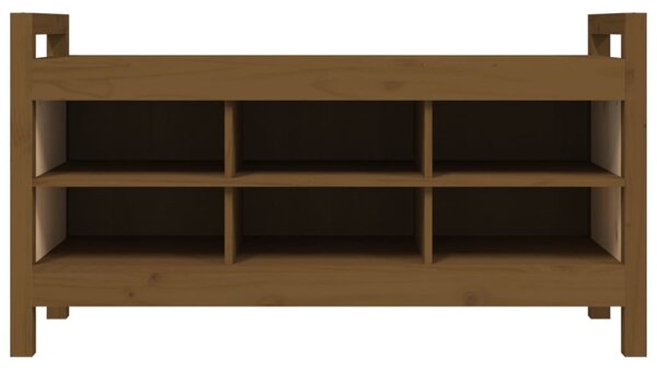 Mézbarna tömör fenyőfa előszoba pad 110 x 40 x 60 cm