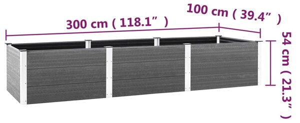 VidaXL szürke WPC kerti magaságyás 300 x 100 x 54 cm