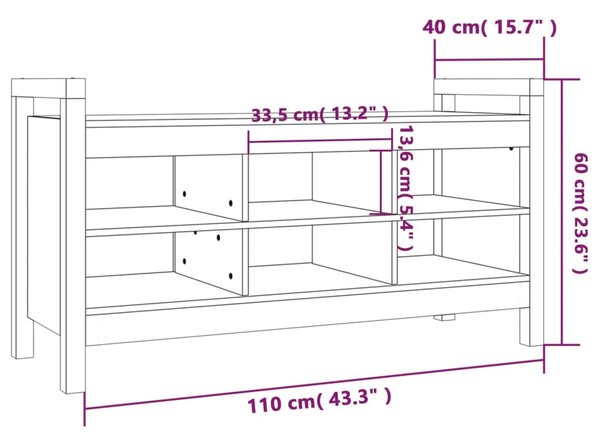 Tömör fenyőfa előszoba pad 110 x 40 x 60 cm
