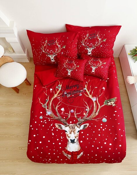 CHRISTMAS DEER fotó ágynemű A csomag tartalma: 3 készlet csomagolás, A lapok mérete: 140x200 cm