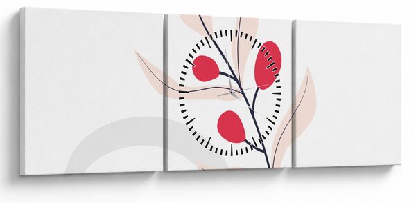 Kép - Rózsaszín virágos absztrakció N⁰3 (órával) (90x30 cm)