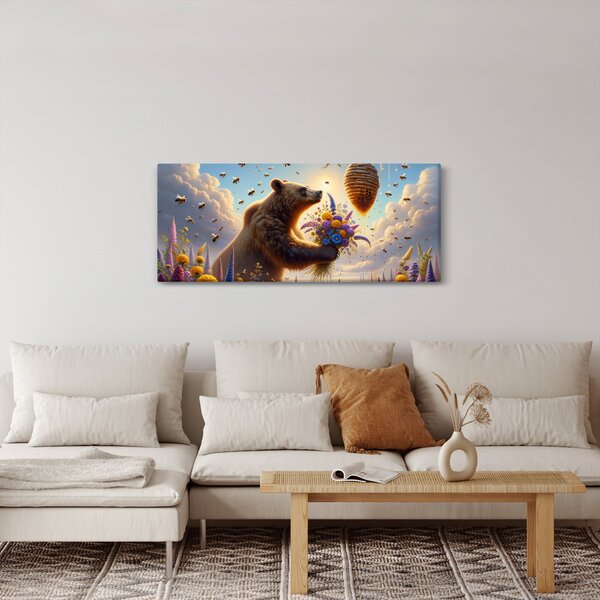 Kép - Medve és méhek (120x50 cm)