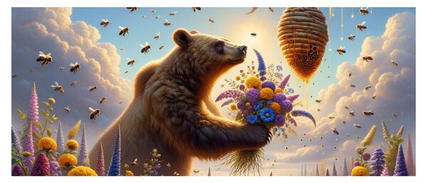 Kép - Medve és méhek (120x50 cm)
