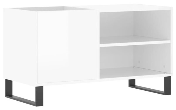 Magasfényű fehér szerelt fa hanglemezszekrény 85x38x48 cm