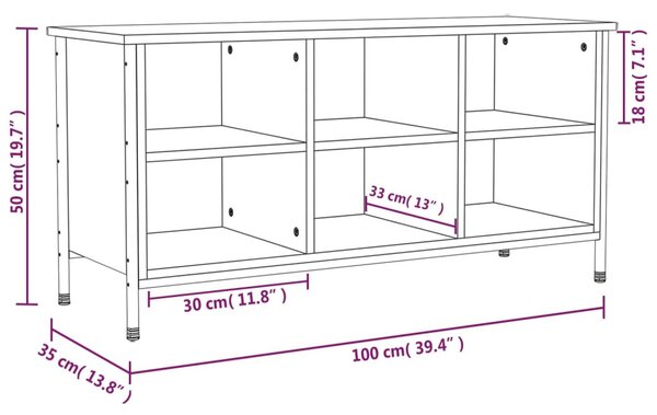 Szürke sonoma színű szerelt fa cipőszekrény 100x35x50 cm