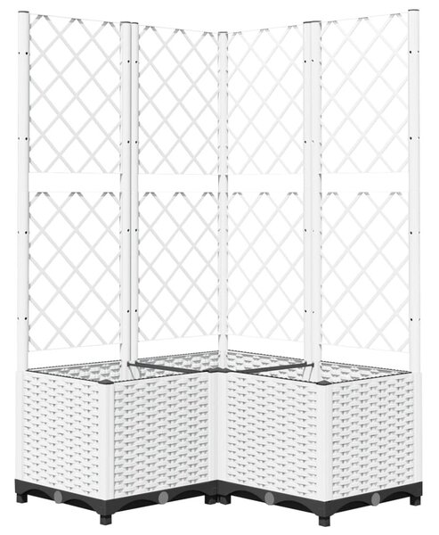 Fehér polipropilén rácsos kerti ültetőláda 80 x 80 x 136 cm