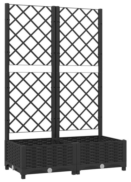 Fekete kerti virágláda ráccsal 80x40x121,5 cm PP