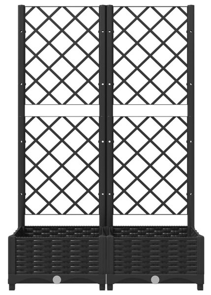 Fekete kerti virágláda ráccsal 80x40x121,5 cm PP