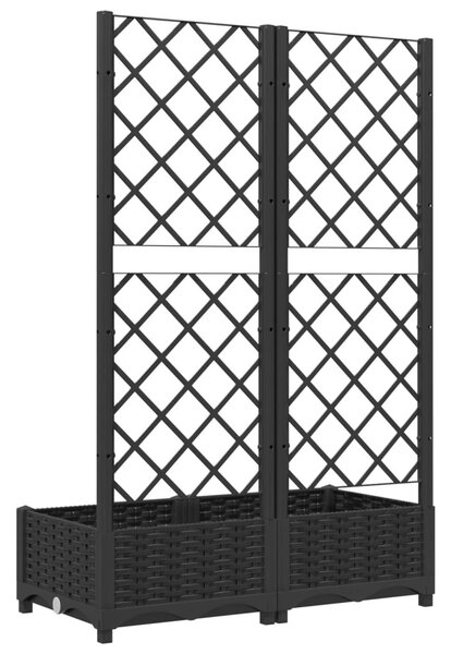 Fekete kerti virágláda ráccsal 80x40x121,5 cm PP
