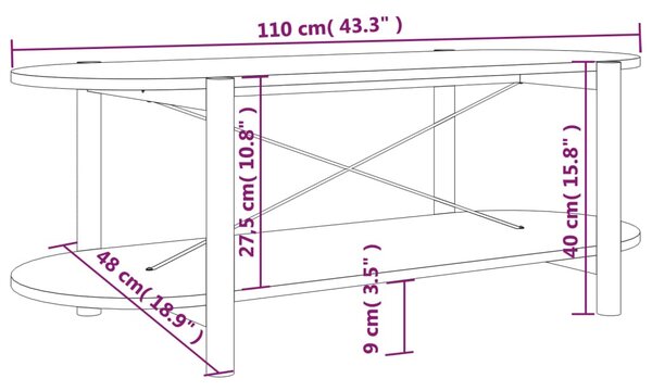 Fekete szerelt fa dohányzóasztal 110x48x40 cm