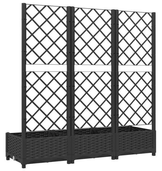 Fekete kerti virágláda ráccsal 120 x 40 x 121,5 cm PP
