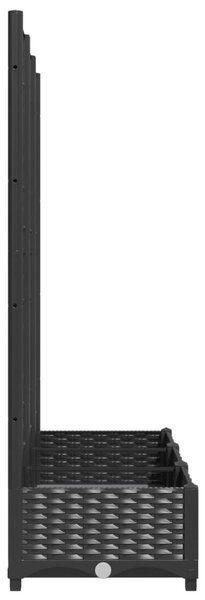 Fekete kerti virágláda ráccsal 120 x 40 x 121,5 cm PP