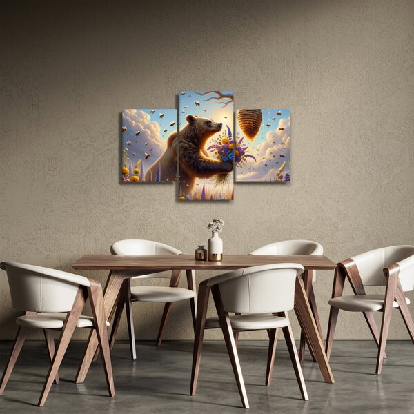 Kép - Medve és méhek (90x60 cm)