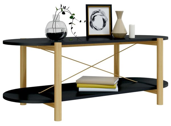 Fekete szerelt fa dohányzóasztal 110x48x40 cm