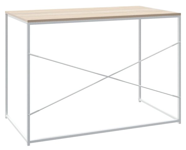 Fehér-tölgyszínű szerelt fa számítógépasztal 110 x 60 x 70 cm