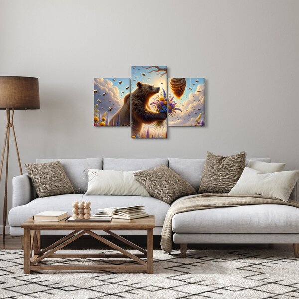 Kép - Medve és méhek (90x60 cm)