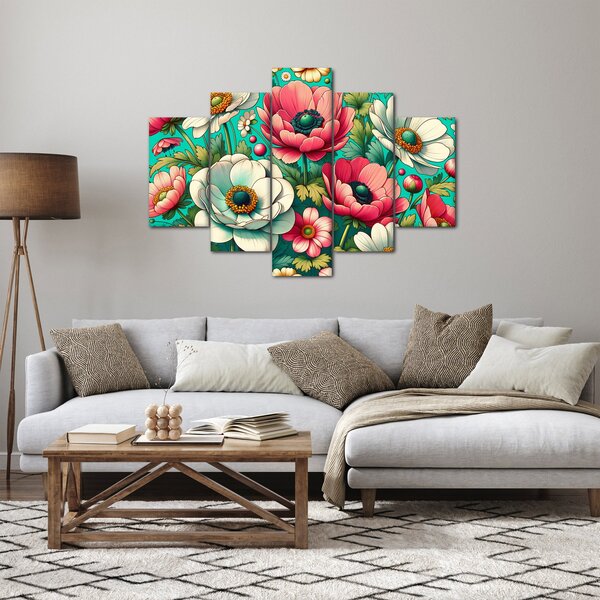 Kép - Virágok kék háttéren (150x105 cm)