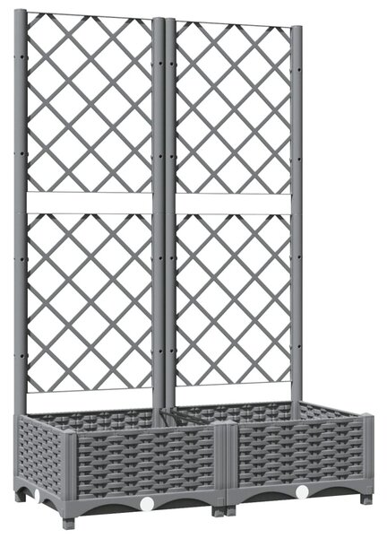 Világosszürke PP rácsos kerti ültetőláda 80 x 40 x 121,5 cm
