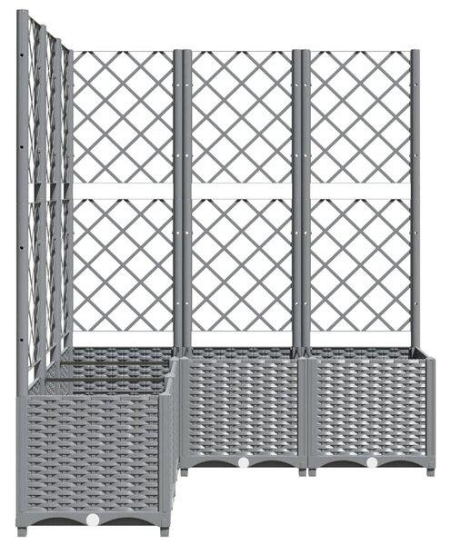 Világosszürke PP rácsos kerti ültetőláda 120 x 120 x 136 cm
