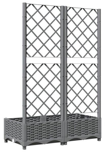 Világosszürke PP rácsos kerti ültetőláda 80 x 40 x 121,5 cm